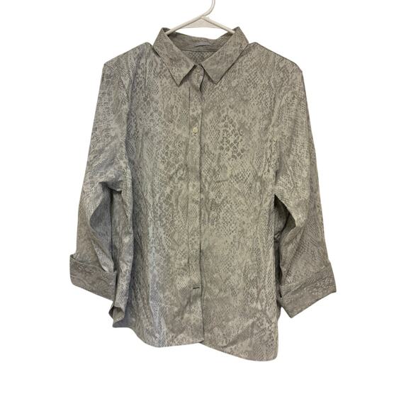 Chico's Python Classic Shirt Luna Gray NWT Size 16 Petite - Picture 2 of 7
